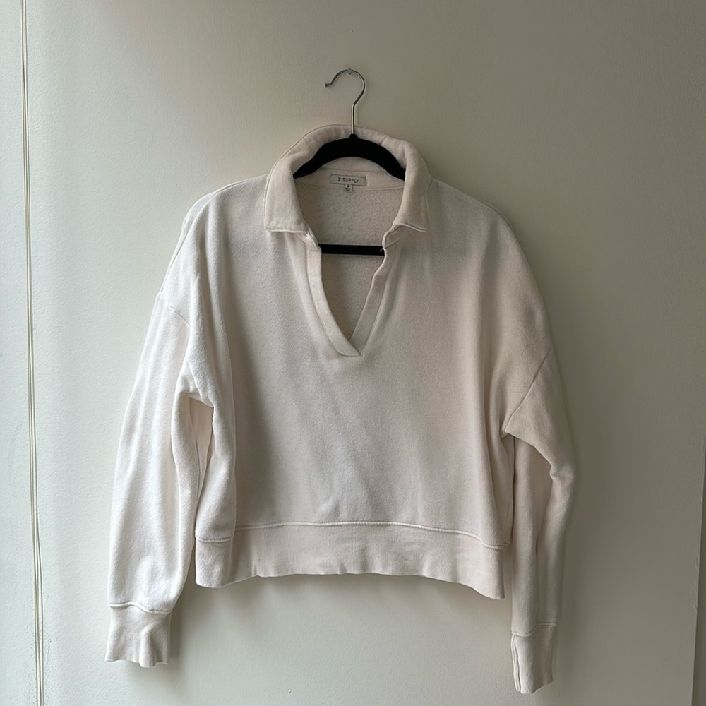 Z supply collared cotton sweatshirt